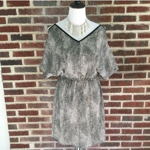 CoCoLove Cold Shoulder B&W Animal Print Dress Sz M